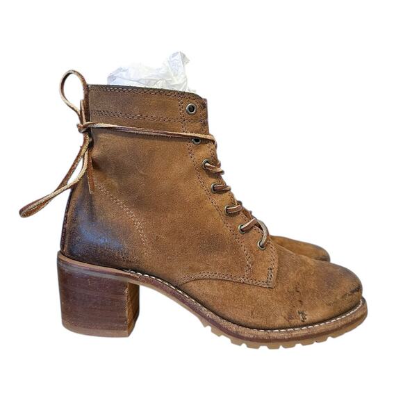 Frye Vintage Sabrina Brown Lace Up Ankle Boot Size 9.5 - Picture 9 of 10